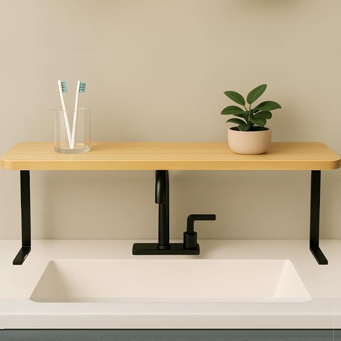 Over The Sink Shelf for Tall Faucet - Space-Saving Bathroom Over Faucet Kitchen Narrow Counter Over Sink Organizer, 30” L 6.25” W 9.25” H Metal Above Sink Shelf Top of Sink [Waterproof] by HomeinBold