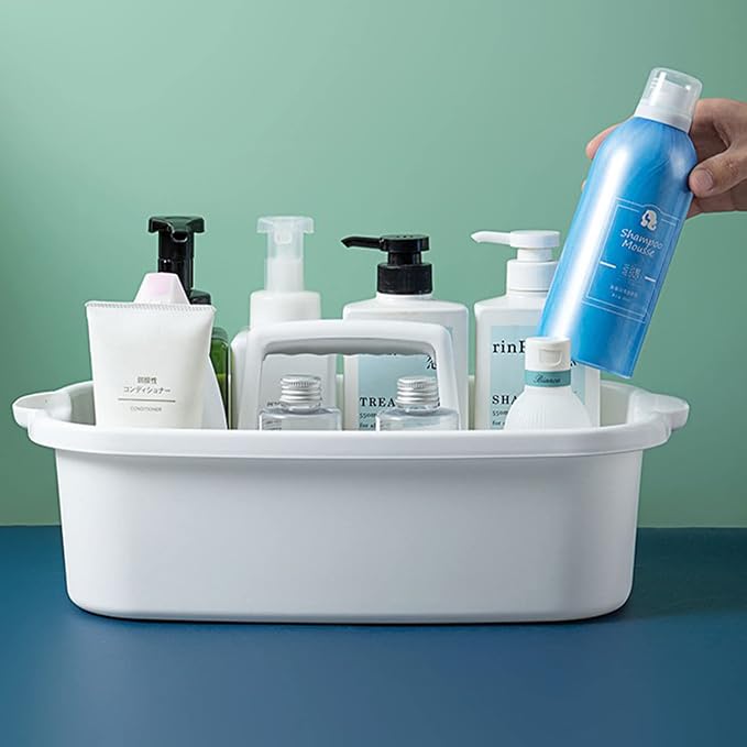 Large Cleaning Supplies Caddy with Handle, Plastic Storage Bucket Organizer for Cleaning Products, Shower Caddy Basket for Car, Dorm, Bathroom, Garden, Kitchen -White - Image 2