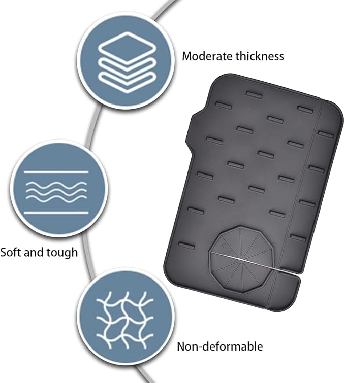 2 Pack Mini Sink Splash Guard, Double Sided Kitchen Faucet Mat | Tap Water Catcher for Bathroom and Corner Basins, Defends Worktops Against Puddles, Gathering Regular Water Drips (White) - Image 5
