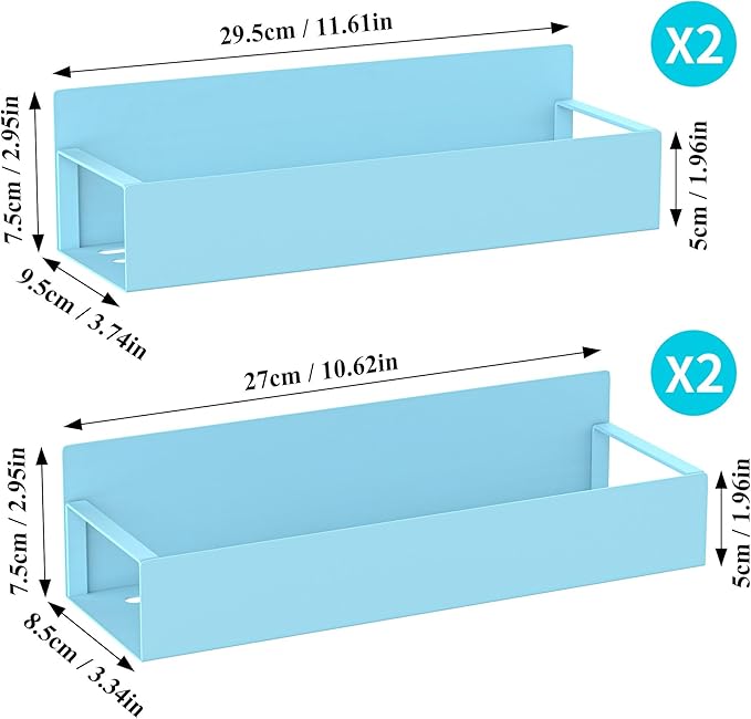 Metal Magnetic Spice Rack for Refrigerator Blue, 4 Pack | Magnetic Shelves Heavy Duty for Fridge in Kitchen, Seasoning Storage Organizer, For Oven Washer and Dryer, For Heavier Items - Image 7