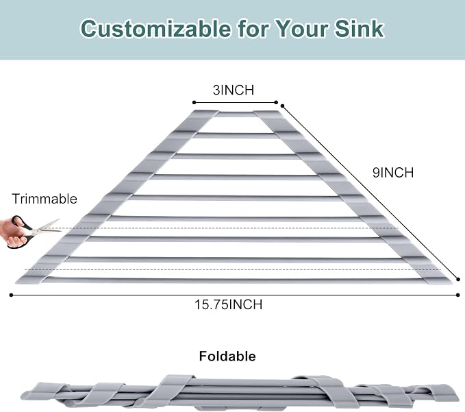 MERRYBOX Triangle Roll Up Dish Drying Rack Over The Sink, 2025 Anti-Rust Sink Drying Rack with Full Silicone Wrapped for Top of Corner, Anti-Slip Organizer for Kitchen - Image 2