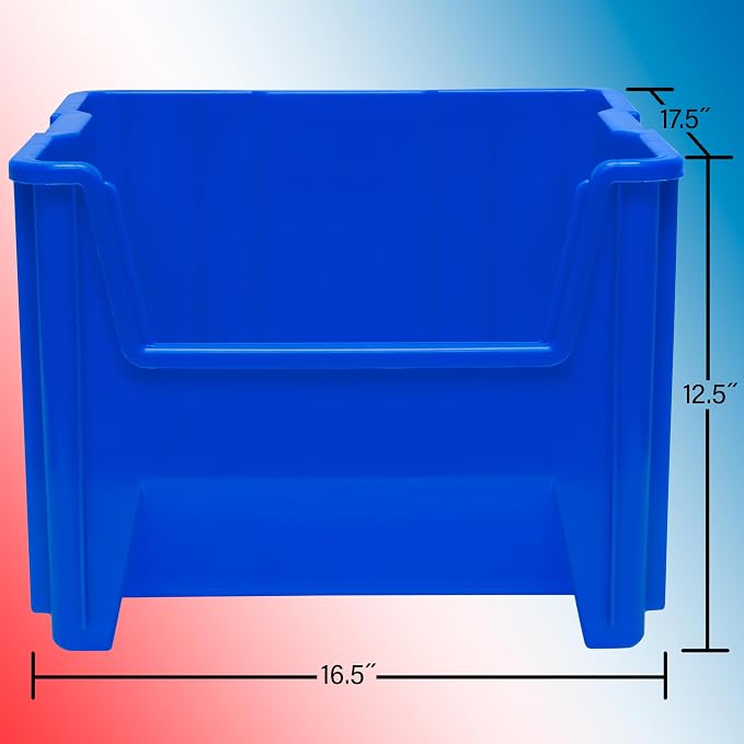 Akro-Mils 13018 Stak-N-Store Stackable Storage Bins, Heavy Duty Garage Storage Containers, Open Front Plastic Organizer for Tools, Shelves, Closet Organizer, 17-1/2" x 16-1/2" x 12-1/2", Clear, 2-Pack - Image 2