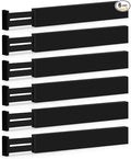 6-Pack Drawer Dividers 2.6-Inch High Dresser Organizer 16 to 22 Inch, Black | Bamboo, Spring Loaded, No Tools Needed, Fits Wide Drawers for Socks, Clothes, Utensils, Bedroom, Bathroom, Kitchen, Office by Bamb%C3%BCsi