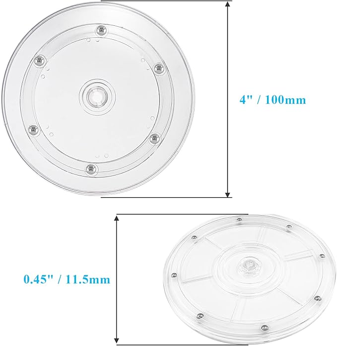 Jersvims 4 Inch Acrylic Turntable Platter, Transparent, 2Pcs | Round Rotating Plate, For Kitchen Pantry Cabinet Desk, Spice Cake Cookie Decorating, Turntable Organizer - Image 4