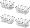 16" L x 12" W Wider Freezer Storage Organizer Baskets Container, Deep Metal Wire Chest Upright Refrigerator Divider with Built-in Handles for Cabinet, Pantry, Closet, Kitchen, Black by Y.Z.Bros