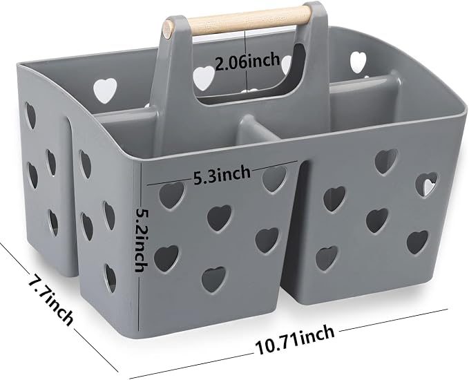 Portable Shower Caddy Plastic Shower Basket Organizer with Handle, Grey | Divided Bathroom Caddy Storage Cleanning Caddy Tote for College, Dorm Room, Kitchen - Image 6