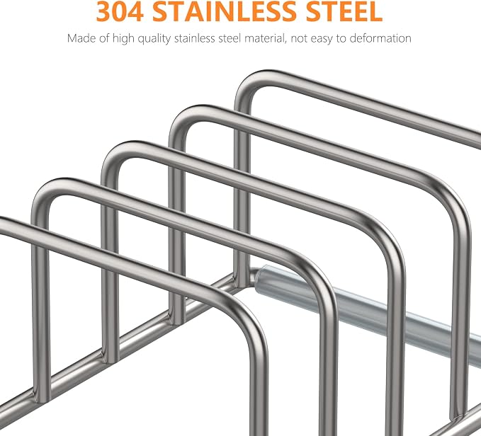 Cutting Board Organizer Stand Holder,304 Stainless Steel Chopping Board Holder,Pot Pan Lid Holder Rack kitchen Shelf Bakeware,Cookie Sheets Organizer (1.0 Inch Width Slots) - Image 3