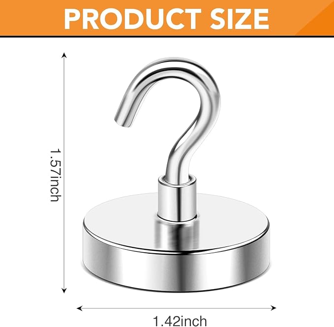 DIYMAG Magnetic Hooks, 170lbs 16pcs Cruise Cabin Essentials Heavy Duty N52 | Strong Neodymium Rare Earth Magnets, for Kitchen, Classroom, Beach, Cruise Cabins, Refrigerator, Hanging Key Clothes Wall Hat - Image 3