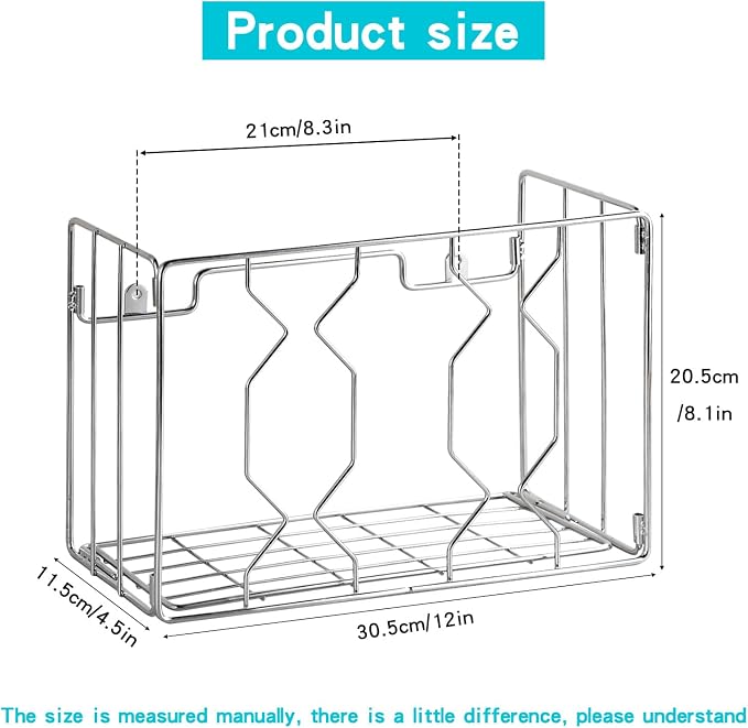 YQh Wall Mount Kitchen Wrap Organizer Rack, Cabinet Storage Basket, Aluminum Foil Rack, Mounts to Solid Cabinet Doors or Walls, Tall Basket Door Mount Cabinet Organizer - Image 3