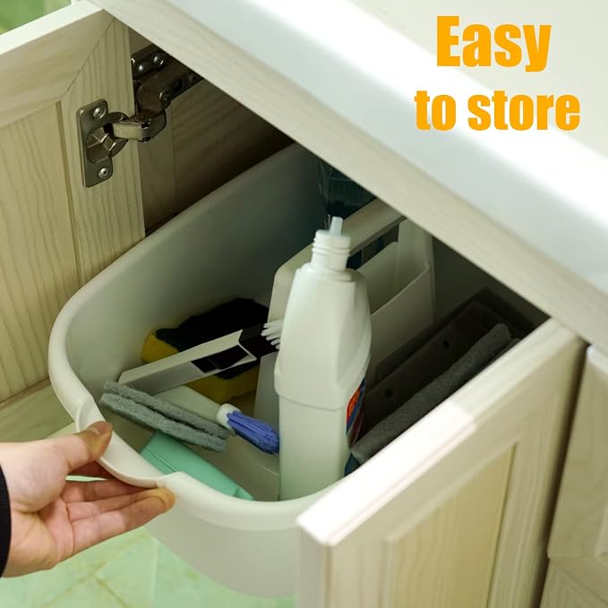 2-Pack Large White Cleaning Caddy for Cleaning Supplies with Handle - Portable Plastic Tote Organizer for Shower, Bathroom, Kitchen, Under Sink Storage - Image 5