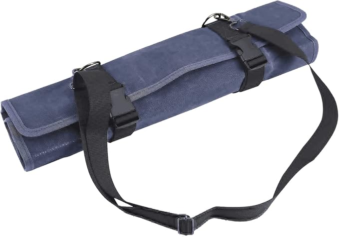 Chef’s Knife Roll Bag,Waxed Canvas Knife Cultery Carrier, Portable Chef Knife Cases,Knife Pouch Holders With 10 Slots Plus 1 Zipper Pockets Can Hold Home Kitchen Knife Tools Up To 18.8” - Image 5