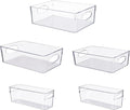 UFORU 5 Pack Clear Plastic Pantry Organizers and Storage with Handles | Non-slip Bottom Stability, Space-Saving Stackable Design, Clear Visibility, Thickened Plastic, Multi-Scene Storage Solutions by UFORU