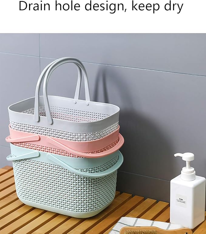 Plastic Portable Shower Caddy Basket, Storage Organizer with Handle, Pink | Bottom Drain Holes, Keep Dry, Sturdy and Durable, Easy to Carry for Bathroom, Kitchen, Dorm Room, RV, College - Image 7