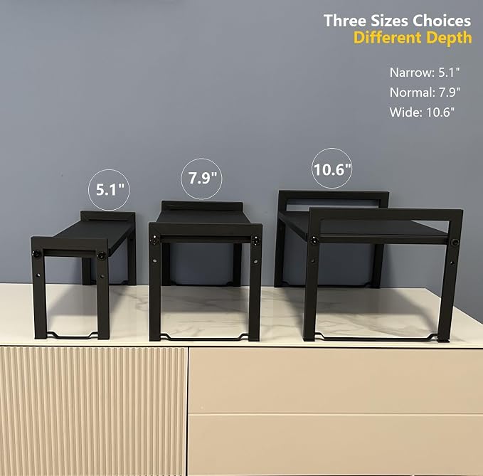 2 Pack Expandable Cabinet Shelf Organizer 16-26" L Stackable Kitchen Counter Shelves Rack Stand Sink Riser Countertop Storage Black (Narrow 5.1”D) - Image 8