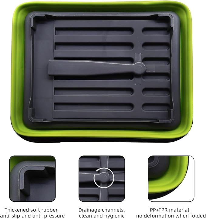 THANSTAR Collapsible Dish Drying Rack for RV Campers Portable Dinnerware Drainer Organizer for Kitchen Travel Trailer-Green - Image 5