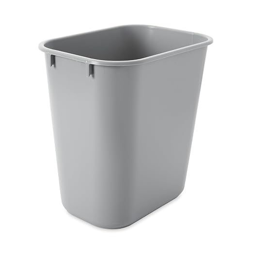 Rubbermaid Commercial Products Deskside Wastebasket/Trash Can, 3.25-Gallon/13-Quart, Gray, Plastic, for Bedroom/Bathroom/Office, Fits Under Desk/Sink/Cabinet, Pack of 12 by RubbermaidCommercialProducts