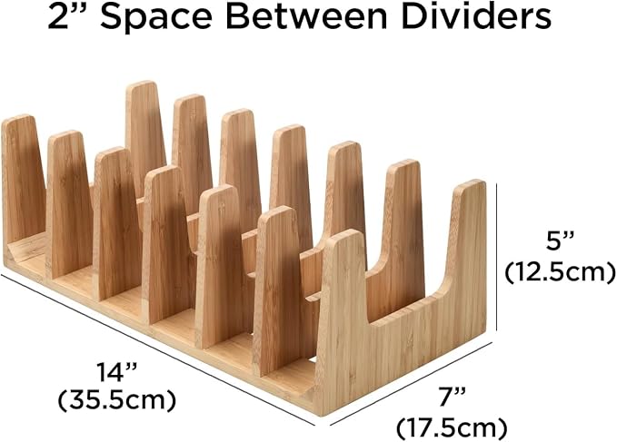 Kitchen Cabinet Organizer - Sturdy Bamboo Pot and Pan Organizer for Inside Cabinet - Multiuse Lid Organizer - Durable & Minimalist Kitchen Cabinet Organizer - Image 2