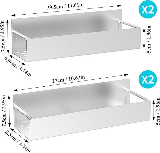 Metal Magnetic Spice Rack for Refrigerator Silver, 4 Pack | Magnetic Shelves Heavy Duty for Fridge in Kitchen, Seasoning Storage Organizer, For Oven Washer and Dryer, For Heavier Items - Image 7