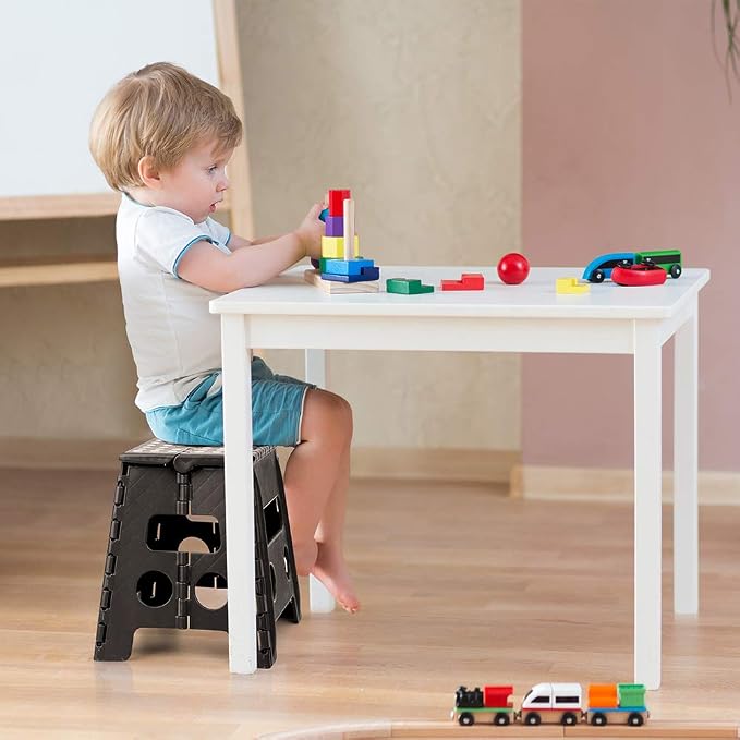 13 Inch Folding Step Stool, Non-Slip Surface for Adults/Kids, Black | Collapsible Heavy Duty Foldable Stools, Portable Foot Stepping Stool Holds 300 lb, Kitchen Bathroom Outdoor, with Handle - Image 5