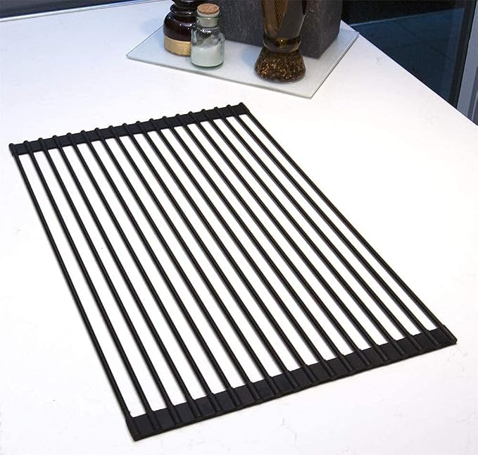 Generic Roll Up Drying Rack Black Multipurpose, 20.4x13.1 Inches, Silicone Coated Solid Stainless Rods, Dish Racks, Sink Cover for Counter Space, Small Kitchen, RV, and Apartment Must Haves - Image 9