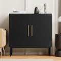 Black Storage Cabinet with Doors, Modern Accent Cabinet, Free Standing Cabinet with Adjustable Shelf, Wooden Buffet Sideboards for Living Room, Kitchen, Dining Room, Entryway by REHOOPEX