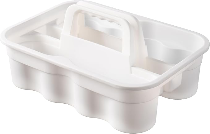 Matthew Large Plastic Tote Tool & Deluxe Supply Cleaning Caddy with Handle Portable Shower Basket Storage Caddy for Cleaning Products Organizer,Take-Out Coffee/Soft Drink,Bath Multi Use - White - Image 5