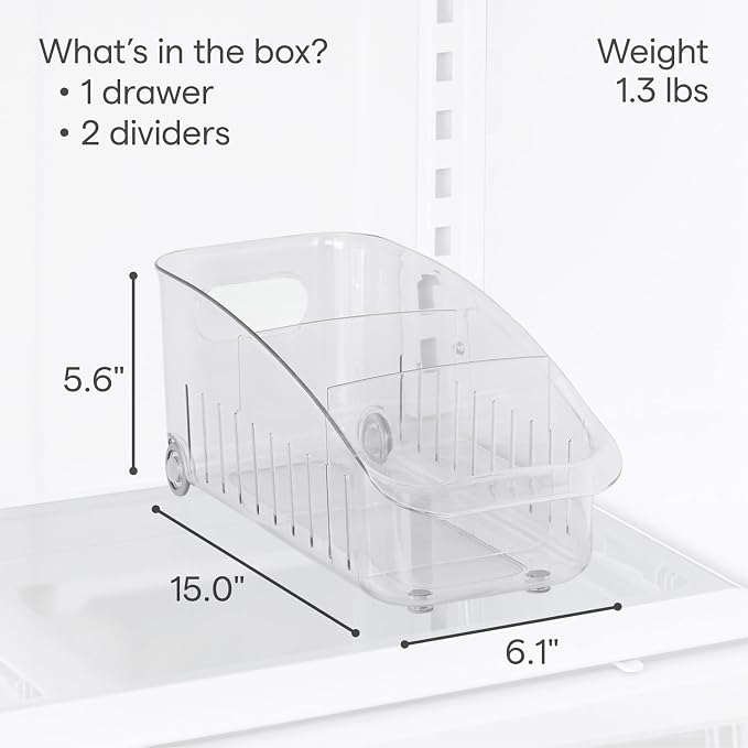 YouCopia RollOut Fridge Drawer 6", BPA-Free Clear Rolling Refrigerator Organizer Bin with Adjustable Dividers and Handles for Produce, Food, Meal and Snack Storage - Image 4