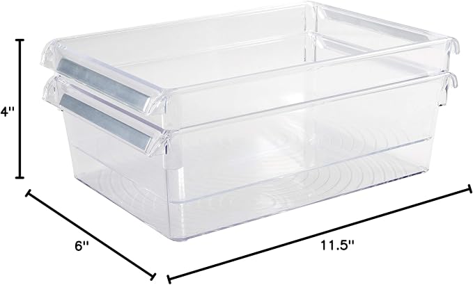 Kitchen Details 2 Pack Medium Refrigerator Storage Bin | Fridge & Freezer | Kitchen Organization | Stainless Steel Handle | Countertop | Cabinets | Pantry | Clear - Image 7