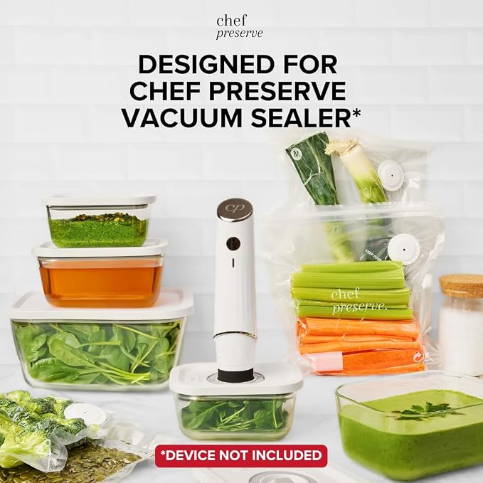 Chef Preserve Glass Vacuum Seal Containers for Meal Prep, Food Storage, Made For Compact Vacuum Sealer, 3pcs set [3x Large] Works With Handheld Vacuum Sealer Machine - Image 2