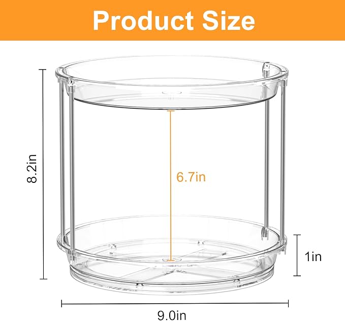 360 Rotating Makeup Organizer, 2 Tier Skincare & Perfume Holder for Bathroom Counter, Clear Spinning Vanity Tray, Lazy Susan Turntable Organizer for Dresser, Kitchen Cabinet - Image 3