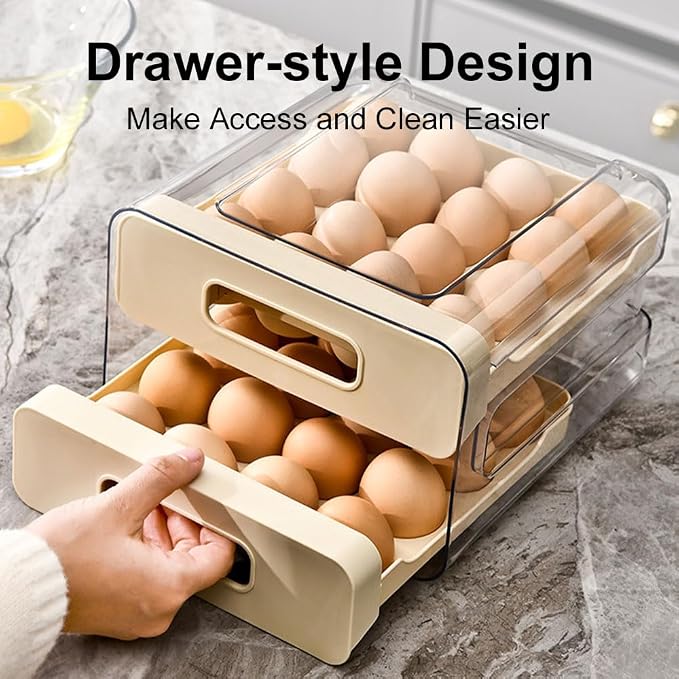 Koja 32-Egg Stackable Fridge Organizer - 2-Drawer BPA-Free Storage Container - Image 2