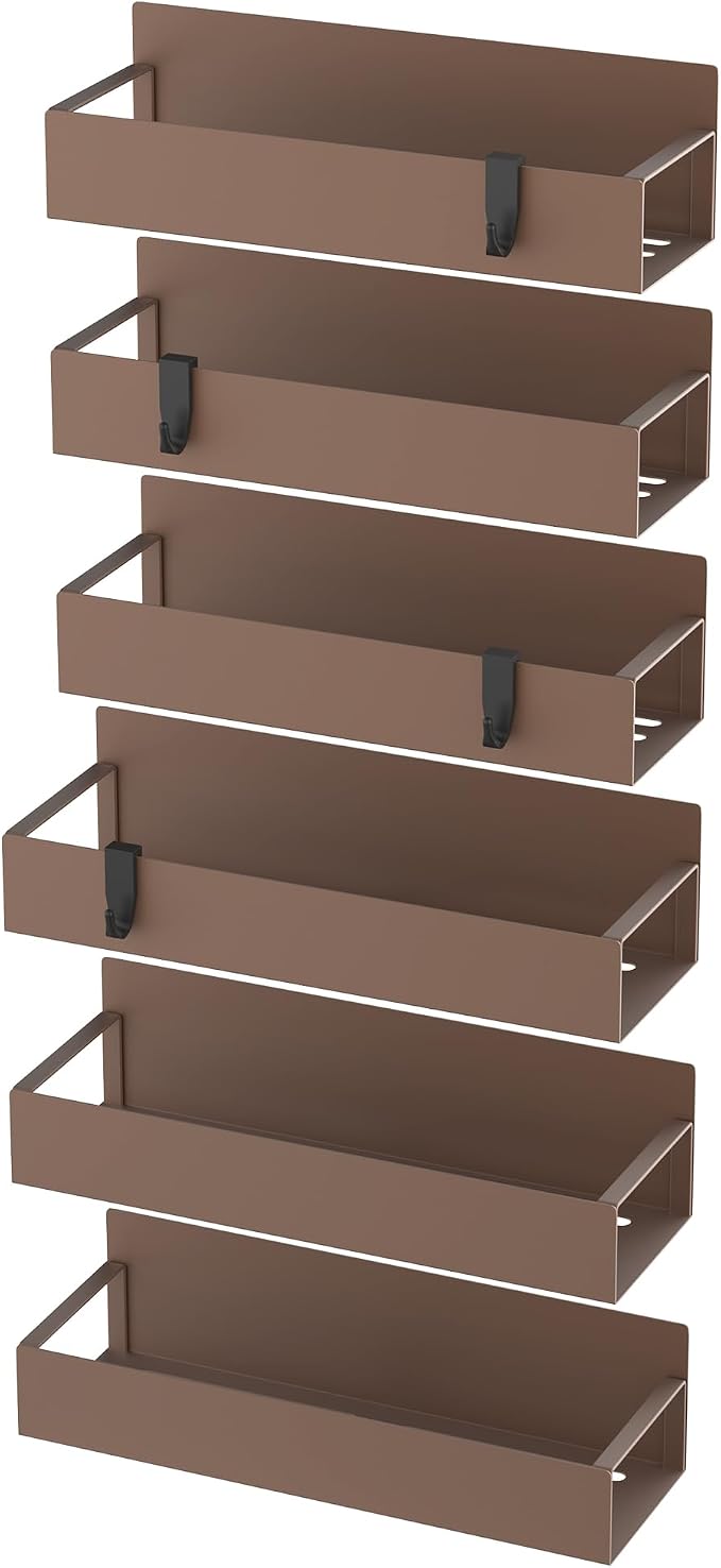 Metal Magnetic Spice Rack for Refrigerator Bronze, 6 Pack | Magnetic Shelves Heavy Duty for Fridge in Kitchen, Seasoning Storage Organizer, For Oven Washer and Dryer, For Heavier Items - Image 6
