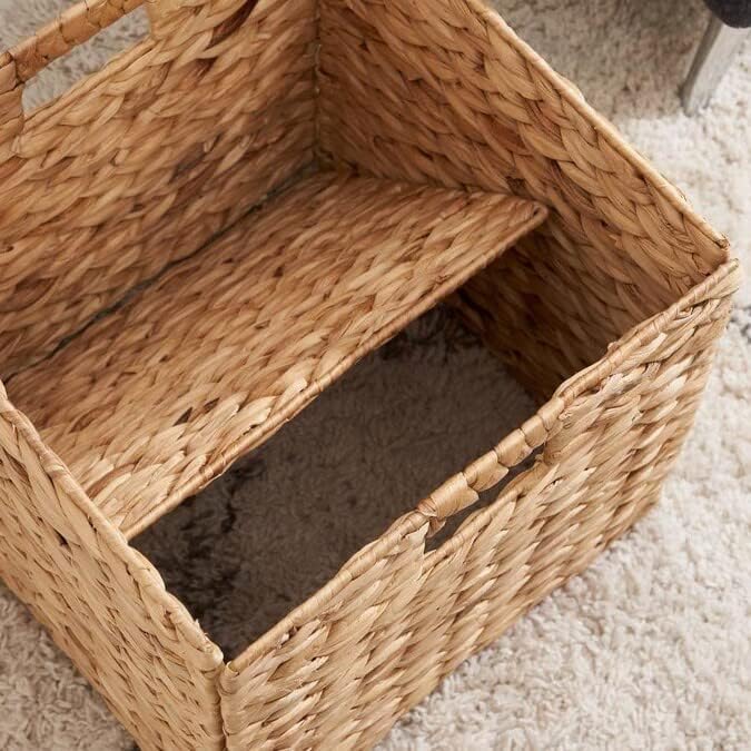 M4DECOR 10.5 x 10.5in Wicker Storage Baskets for Shelves, Water Hyacinth Storage Baskets, Woven Baskets for Storage, Wicker Storage Basket for Bedroom, Living Room (6 Packs 10.5x10.5in) - Image 4