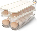Rolling Egg Holder for Fridge, Egg Dispenser for Refrigerator, Automatic Rolling Storage Container for Countertop, Kitchen & Outdoor Use (3.35"x3.74"x11.02") 2 Pack by Virmate-Sharingthegoodlife