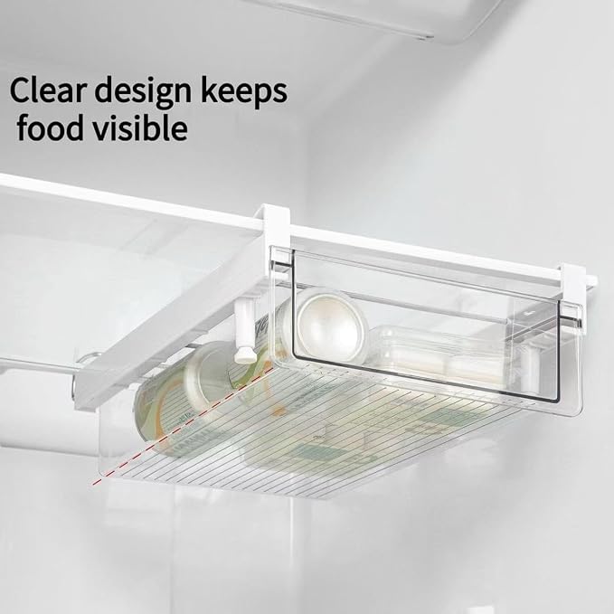 Clear Fridge Organizer Drawer - Plastic Refrigerator Deli Storage Bin for Fruits, Vegetables, Meat & Cheese, Pull-Out Design-M - Image 2