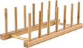 INNERNEED Bamboo Wooden Dish Rack, Vertical Plate & Lid Organizer | for Kitchen Cabinet or Countertop, Drying Stand for Dishes, Cutting Boards by INNERNEED