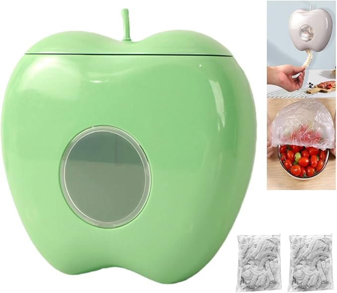 Plastic Food Wrap Storage Box with 200pcs Fresh Keeping Bags, Kitchen Wall Mounted Wrap Bag Organizer and Storage (GREEN) by GYLCTOM