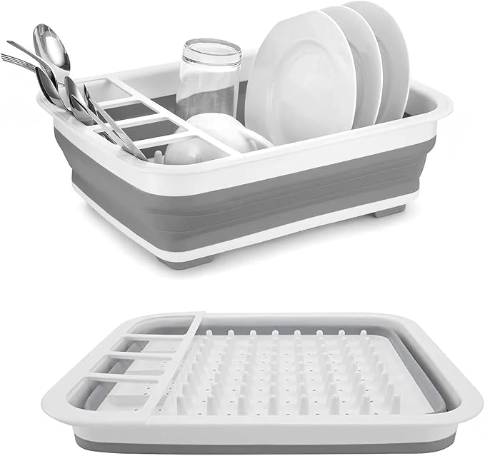 Collapsible Bowls, Plates, and Dishes Drainer, Portable Space-Saving Dish Rack for Kitchen, RV, Campers, and Travel Trailers by SipobuyUS