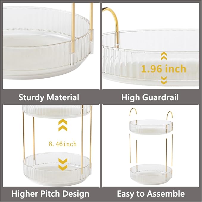 Asayuee 360 Rotating Makeup Organizer,3 Tier Large Capacity Make Up Organizers and Storage,Skincare Perfume Vanity Organizers,Bathroom Cosmetics Storage Organizer Countertop (Clear-3 Tier) - Image 4