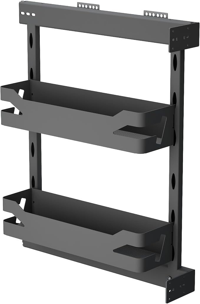 VADANIA Narrow Pull Out Cabinet Organizer, For 8" Base Cabinets | 2-Tier Slim Cabinet Storage with Solid Metal Trays, Soft Close Full-Extension Slides, Reversible Left or Right Side Mount by VADANIA