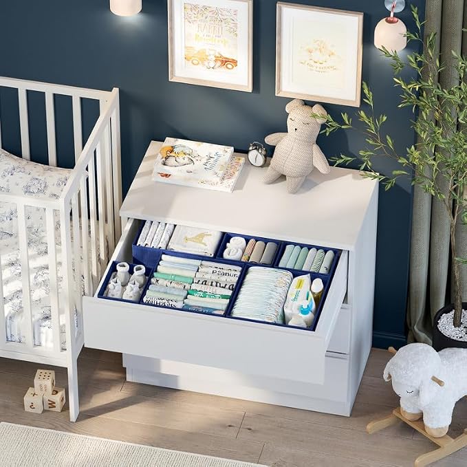 Drawer Organizer Set of 12 - Navy Dresser Organizer for Nursery, Bedroom & Closet - Image 4