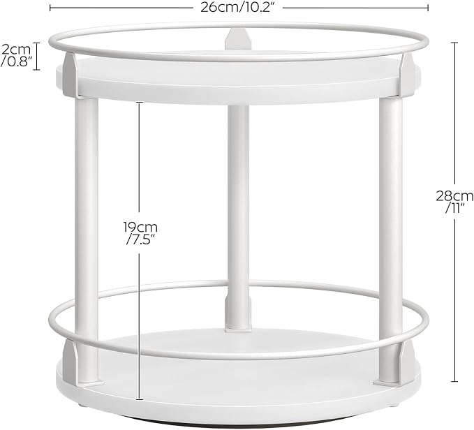 Lazy Susan Organizer, Rotating Spice Rack, 2 Tier Spice Turntable Organizer, Industrial Turntable Spice Holder, for Kitchen Countertop, Compact and Versatile, White SR22WW - Image 8