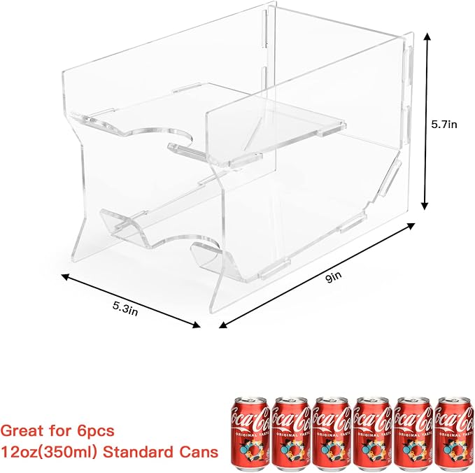 Soda Can Organizer for Mini Fridge, 9'' Acrylic Rolling Can Organizer Dispenser, Auto Beverage Can Holder Rack, Can Storage Organizer, Can Drink Holder for Canned Food Beer 12oz Standard Cans - Image 4