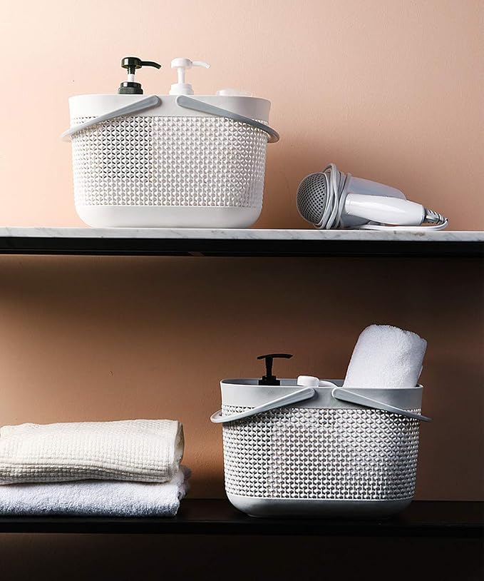 Plastic Portable Shower Caddy Basket, Storage Organizer with Handle, Grey | Bottom Drain Holes, Keep Dry, Sturdy and Durable, Easy to Carry for Bathroom, Kitchen, Dorm Room, RV, College - Image 5