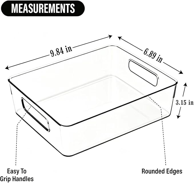 Ytteve Clear Plastic Storage Bins, Pantry Organizers and Storage Containers Fridge Organizer Bins for Organizing Home Kitchen Under Sink Bathroom Refrigerator Freezer Laundry Room (Clear, 4 M) - Image 2