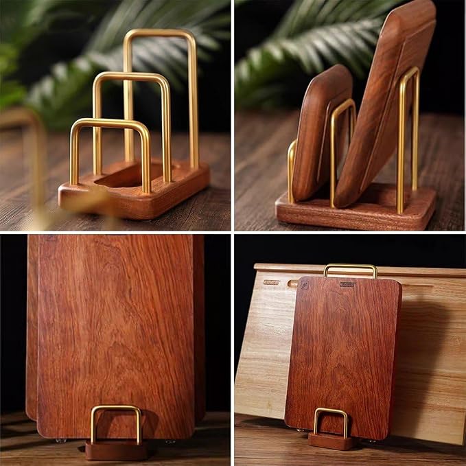 Chopping Board Rack with Wood Base Multi Layer Lid Holder Baking Pan Storage Organiser Cabinet Accessory for Home Kitchen - Image 6
