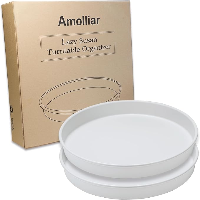 Amolliar Lazy Susan, Turntable Organizer for Cabinet, Metal White 10" 2Pack | Spice Rack for Fridge, Pantry, Cabinet, 360 Rotating Trays Countertop, Under Sink Organizer, Kitchen Condiment Organizer - Image 8