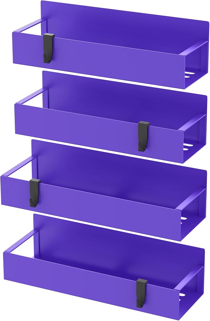 4 Pack Magnetic Spice Storage Rack Organizer for Refrigerator and Oven, Purple Fridge Organizers and Storage | Magnetic Shelves Heavy Duty for Fridge in Kitchen, Seasoning Storage Organizer, For Oven Washer and Dryer, For Heavier Items - Image 6