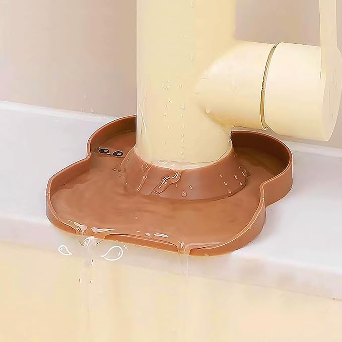 Silicone Faucet Mat for Kitchen Tap Compact Sink Splash Guard Protectors Behind Draining,Brown 2PCS by WSIWZAI