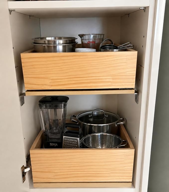 Pre-Assembled Pull Out Cabinet Drawer with L-Brackets No Shelf Required | All 3/4" Solid Wood Construction Soft Close Slide（20''W x 21''D） - Image 8